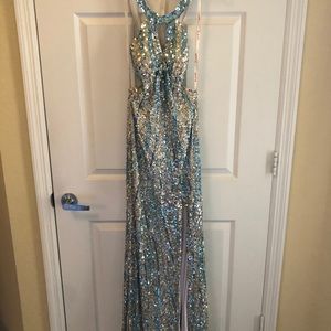 Turquoise and White Prom dress